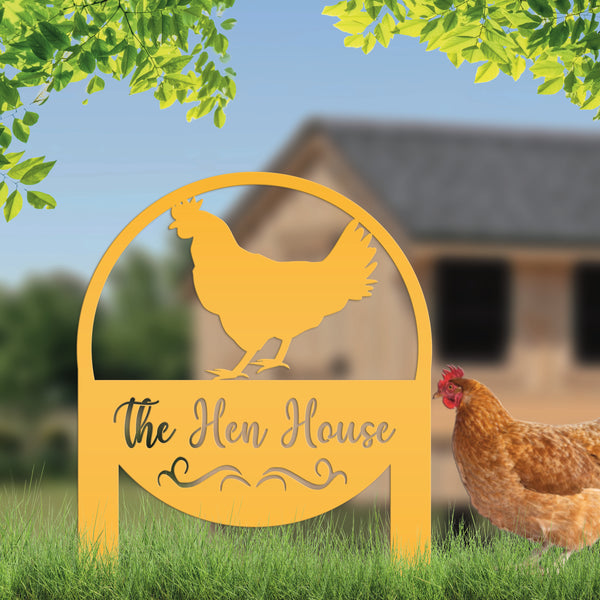 Custom Chicken Farm Metal Yard Stake - Animal Garden Decoration - Farmhouse Lawn Ornament - Rustic Decor - Personalized Chicken Coop Sign