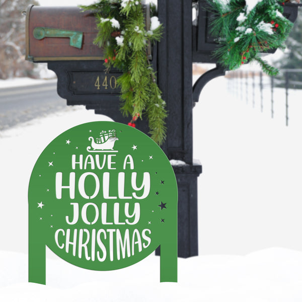 Christmas Holly Jolly Metal Stake Decoration - Unique Holiday Outdoor Sign - Seasonal Home Decor Cute Winter Lawn Ornament - Christmas Gift