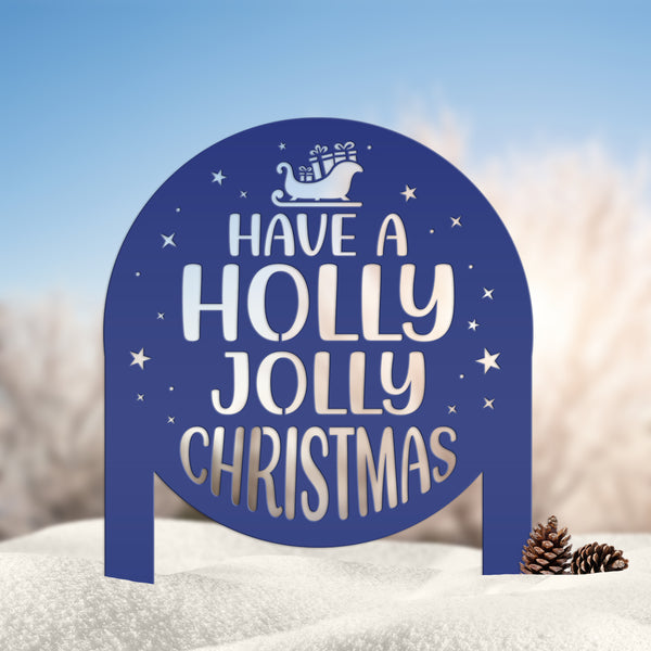 Christmas Holly Jolly Metal Stake Decoration - Unique Holiday Outdoor Sign - Seasonal Home Decor Cute Winter Lawn Ornament - Christmas Gift