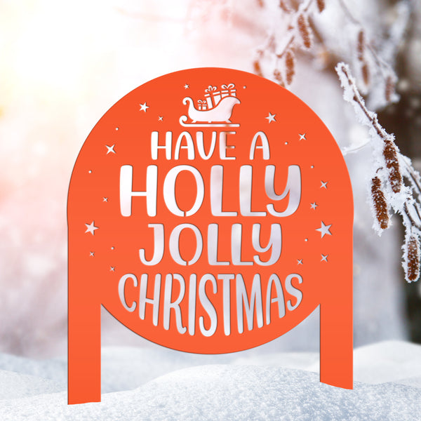 Christmas Holly Jolly Metal Stake Decoration - Unique Holiday Outdoor Sign - Seasonal Home Decor Cute Winter Lawn Ornament - Christmas Gift
