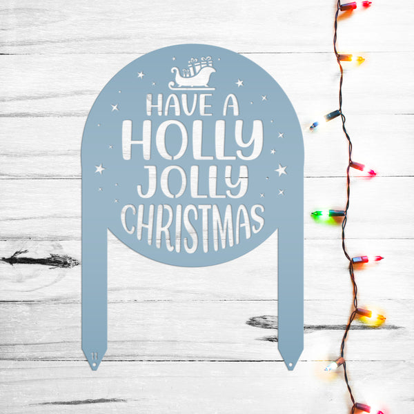 Christmas Holly Jolly Metal Stake Decoration - Unique Holiday Outdoor Sign - Seasonal Home Decor Cute Winter Lawn Ornament - Christmas Gift