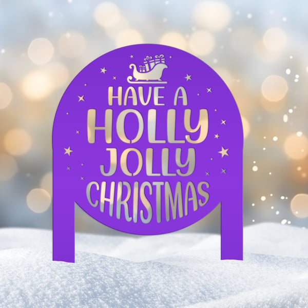 Christmas Holly Jolly Metal Stake Decoration - Unique Holiday Outdoor Sign - Seasonal Home Decor Cute Winter Lawn Ornament - Christmas Gift