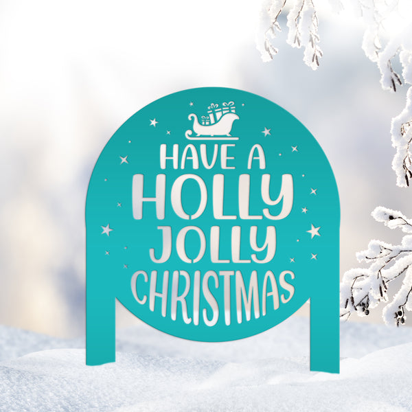 Christmas Holly Jolly Metal Stake Decoration - Unique Holiday Outdoor Sign - Seasonal Home Decor Cute Winter Lawn Ornament - Christmas Gift