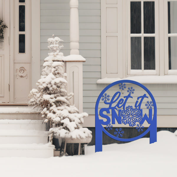 Let it Snow Sign - Metal Front Lawn Decoration -  Outdoor Winter Decor