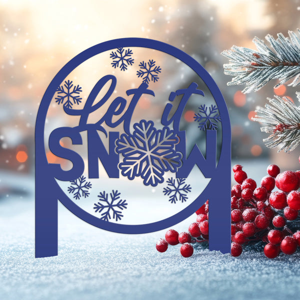 Let it Snow Sign - Metal Front Lawn Decoration -  Outdoor Winter Decor