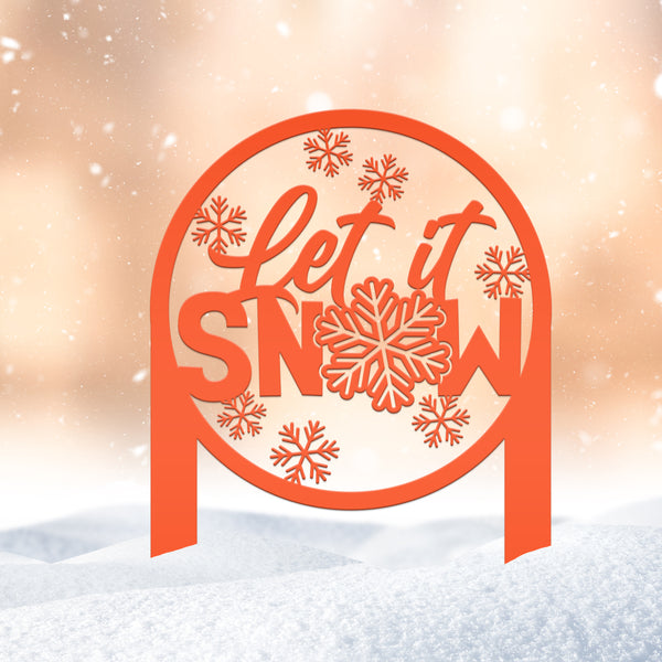 Let it Snow Sign - Metal Front Lawn Decoration -  Outdoor Winter Decor
