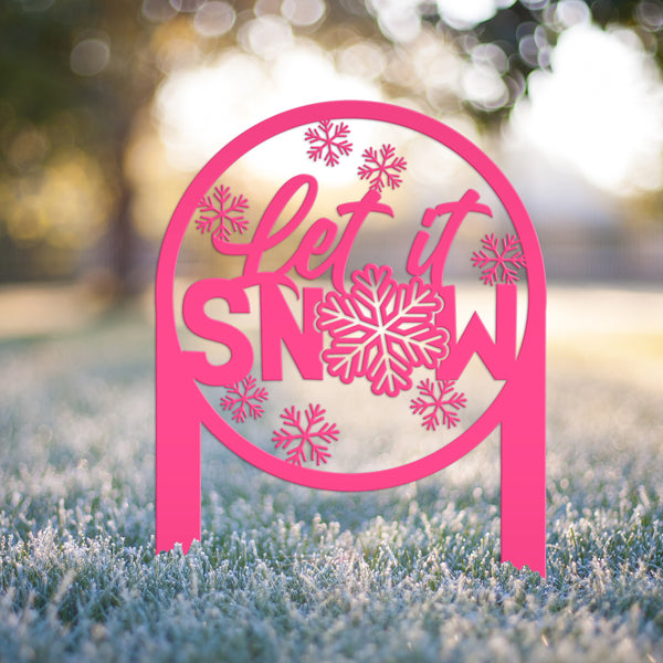 Let it Snow Sign - Metal Front Lawn Decoration -  Outdoor Winter Decor