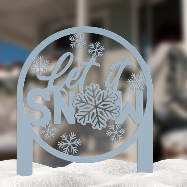 Let it Snow Sign - Metal Front Lawn Decoration -  Outdoor Winter Decor