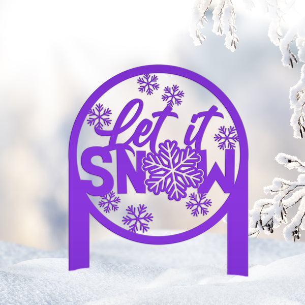 Let it Snow Sign - Metal Front Lawn Decoration -  Outdoor Winter Decor