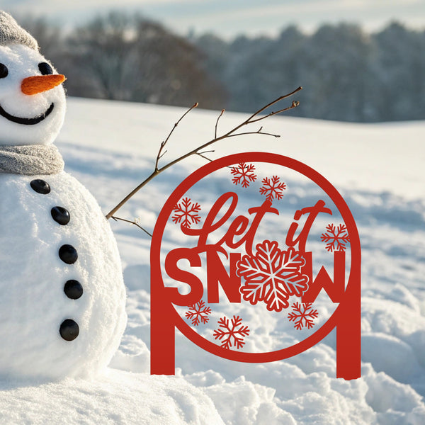 Let it Snow Sign - Metal Front Lawn Decoration -  Outdoor Winter Decor