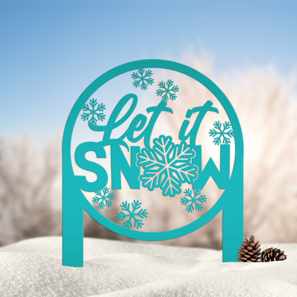 Let it Snow Sign - Metal Front Lawn Decoration -  Outdoor Winter Decor