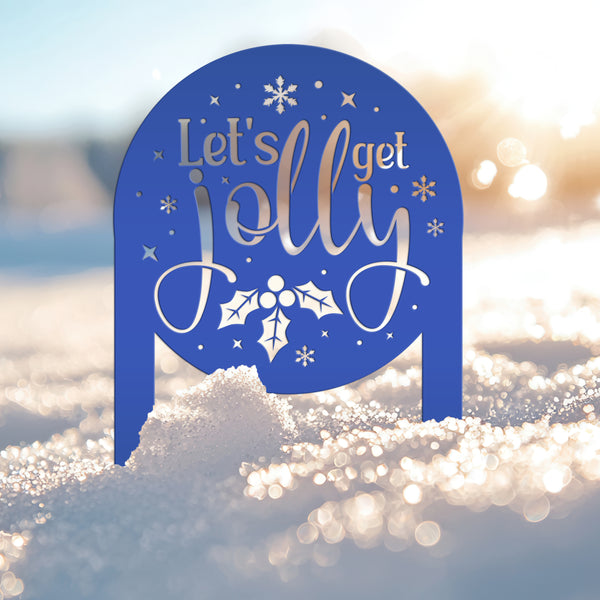 Cheerful Christmas Yard Decoration - Let's Get Jolly Metal Stake - Cute Holiday Lawn Ornament - Festive Seasonal Decor - Xmas Entryway Art