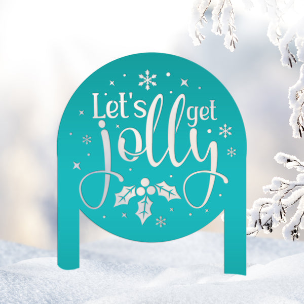 Cheerful Christmas Yard Decoration - Let's Get Jolly Metal Stake - Cute Holiday Lawn Ornament - Festive Seasonal Decor - Xmas Entryway Art