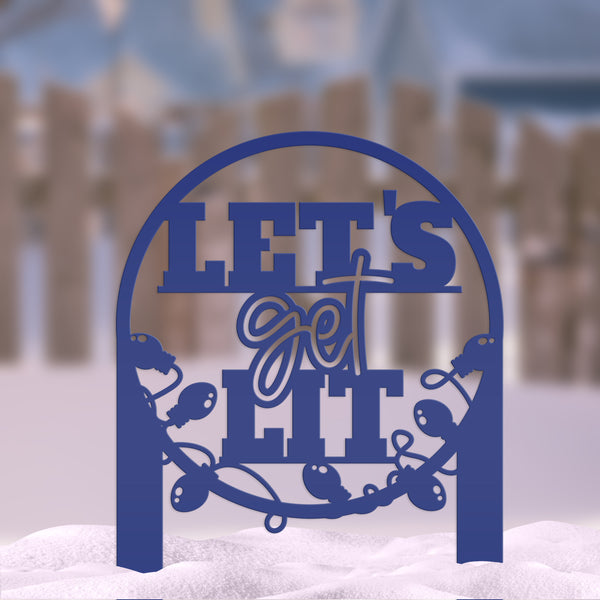 Metal Let's Get Lit Christmas Yard Stake - Holiday Decor