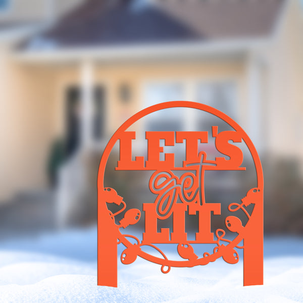 Metal Let's Get Lit Christmas Yard Stake - Holiday Decor