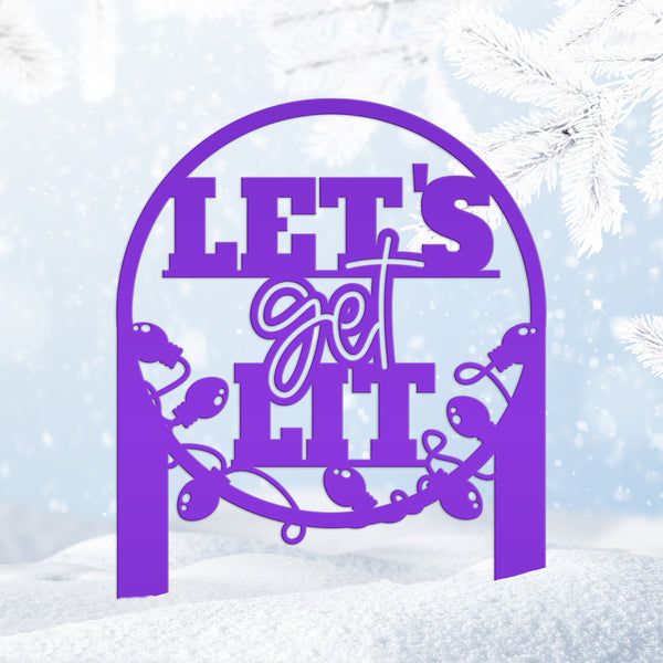 Metal Let's Get Lit Christmas Yard Stake - Holiday Decor