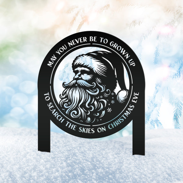 Santa Claus Metal Yard Stake - Festive Christmas Quote Decor - Cute Holiday Display - Outdoor Seasonal Decorations - Unique Christmas Gift