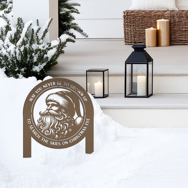 Santa Claus Metal Yard Stake - Festive Christmas Quote Decor - Cute Holiday Display - Outdoor Seasonal Decorations - Unique Christmas Gift