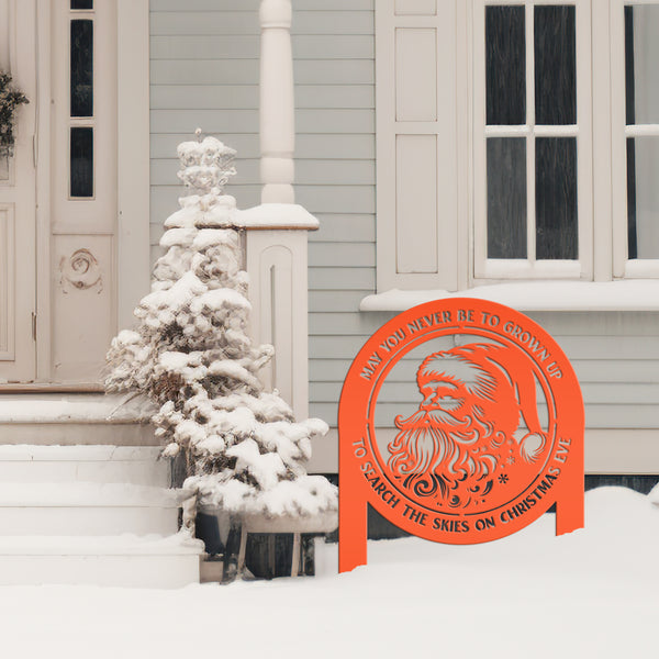 Santa Claus Metal Yard Stake - Festive Christmas Quote Decor - Cute Holiday Display - Outdoor Seasonal Decorations - Unique Christmas Gift