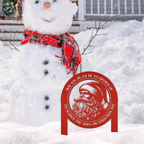 Santa Claus Metal Yard Stake - Festive Christmas Quote Decor - Cute Holiday Display - Outdoor Seasonal Decorations - Unique Christmas Gift
