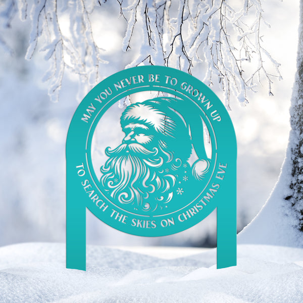 Santa Claus Metal Yard Stake - Festive Christmas Quote Decor - Cute Holiday Display - Outdoor Seasonal Decorations - Unique Christmas Gift