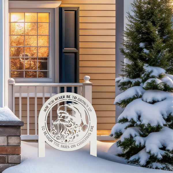 Santa Claus Metal Yard Stake - Festive Christmas Quote Decor - Cute Holiday Display - Outdoor Seasonal Decorations - Unique Christmas Gift