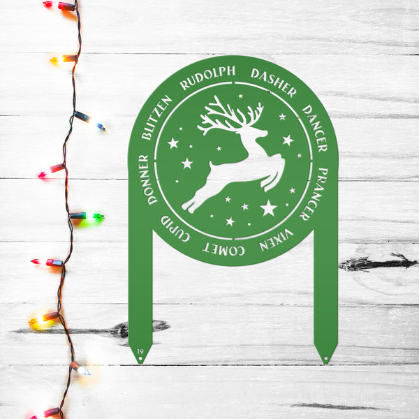 Metal Yard Stake with Santa's Reindeer Names - Outdoor Christmas Decor - Charming Holiday Decorations - Xmas Entryway Display - Gift for Her