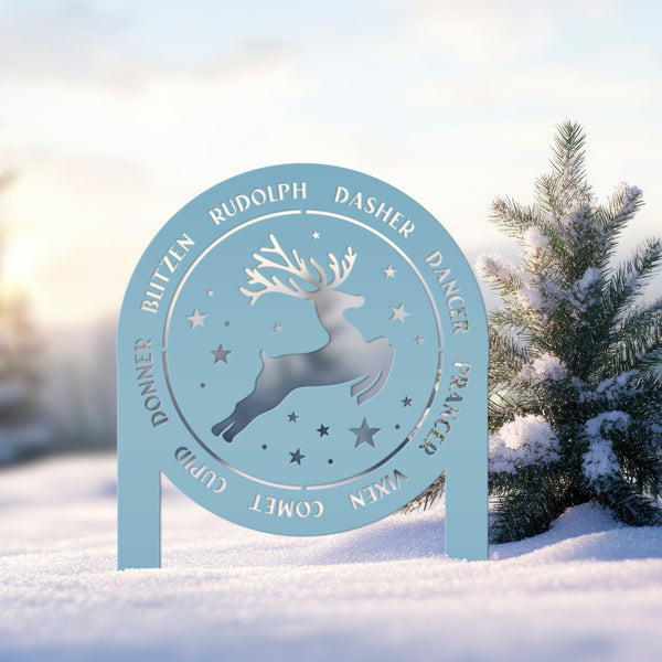 Metal Yard Stake with Santa's Reindeer Names - Outdoor Christmas Decor - Charming Holiday Decorations - Xmas Entryway Display - Gift for Her