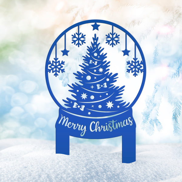 Metal Snow Globe Yard Stake, Holiday Decor, Christmas Globe Decoration