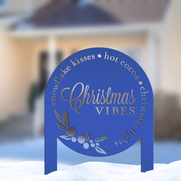 Metal Christmas Vibes Yard Stake - Holiday Decor