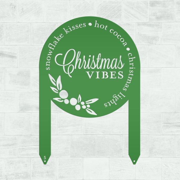 Metal Christmas Vibes Yard Stake - Holiday Decor