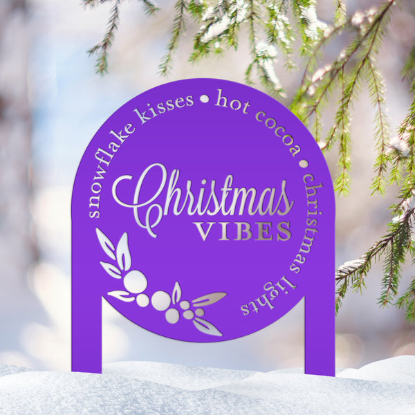 Metal Christmas Vibes Yard Stake - Holiday Decor
