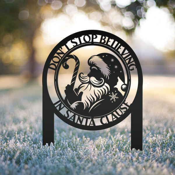 Santa Claus Christmas Outdoor Metal Stake - Festive Holiday Decorations - Unique Seasonal Signs - Christmas Gift - Laser Cut Santa Lawn Art