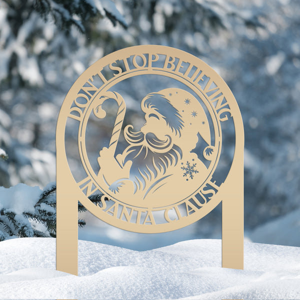 Santa Claus Christmas Outdoor Metal Stake - Festive Holiday Decorations - Unique Seasonal Signs - Christmas Gift - Laser Cut Santa Lawn Art