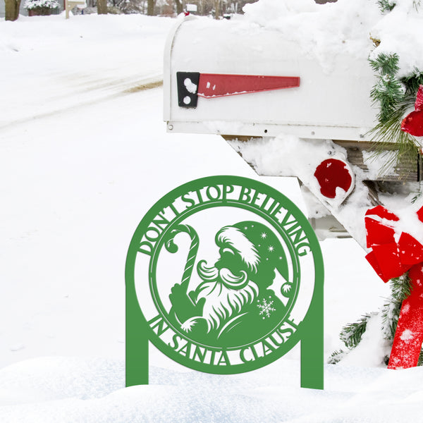 Santa Claus Christmas Outdoor Metal Stake - Festive Holiday Decorations - Unique Seasonal Signs - Christmas Gift - Laser Cut Santa Lawn Art