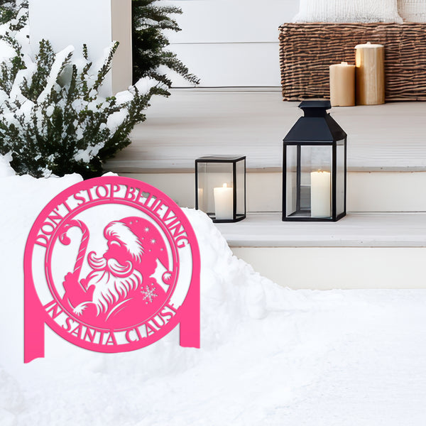 Santa Claus Christmas Outdoor Metal Stake - Festive Holiday Decorations - Unique Seasonal Signs - Christmas Gift - Laser Cut Santa Lawn Art