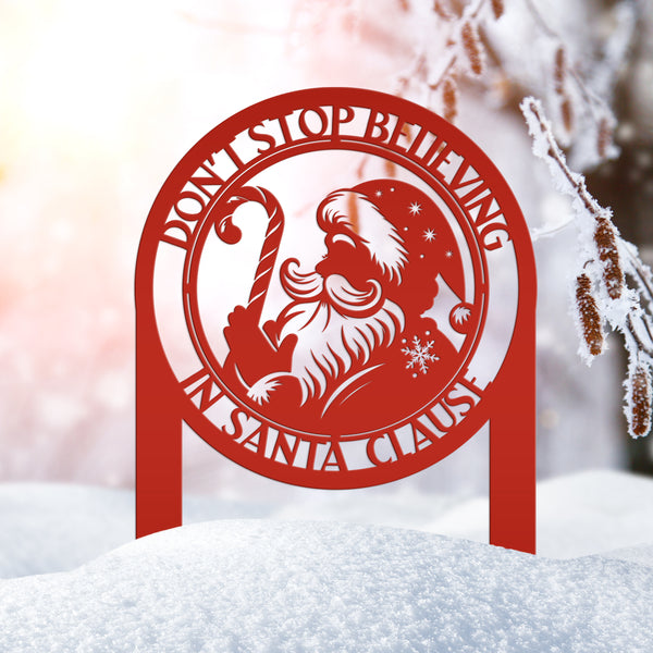 Santa Claus Christmas Outdoor Metal Stake - Festive Holiday Decorations - Unique Seasonal Signs - Christmas Gift - Laser Cut Santa Lawn Art
