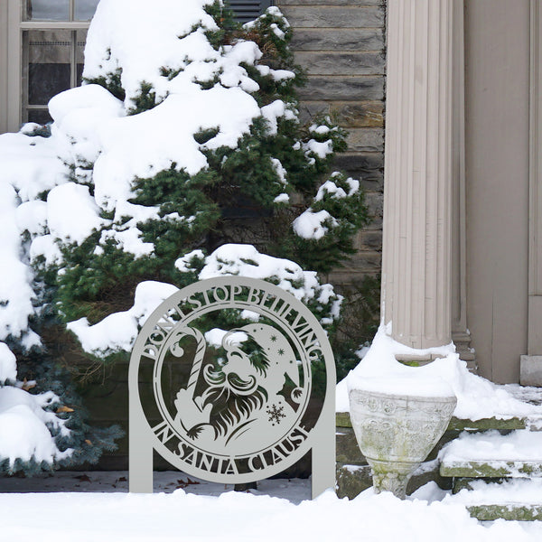 Santa Claus Christmas Outdoor Metal Stake - Festive Holiday Decorations - Unique Seasonal Signs - Christmas Gift - Laser Cut Santa Lawn Art