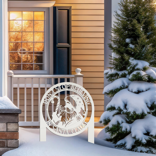 Santa Claus Christmas Outdoor Metal Stake - Festive Holiday Decorations - Unique Seasonal Signs - Christmas Gift - Laser Cut Santa Lawn Art