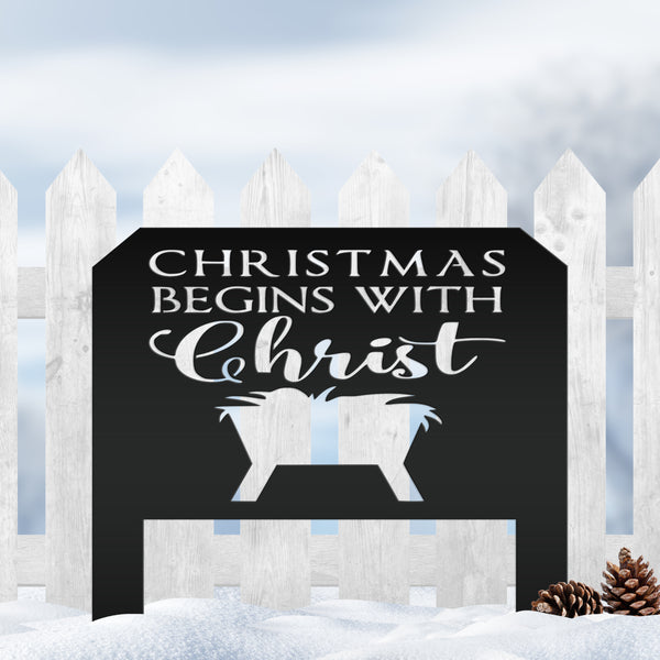 Christmas Begins With Christ Yard Stake Sign Christmas Decor for the Yard-Flower Bed-Front Lawn-Back Lawnn