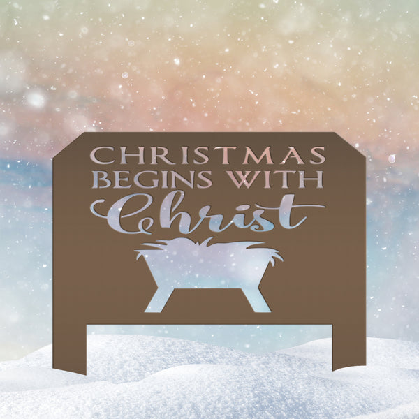 Christmas Begins With Christ Yard Stake Sign Christmas Decor for the Yard-Flower Bed-Front Lawn-Back Lawnn