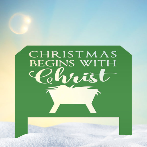 Christmas Begins With Christ Yard Stake Sign Christmas Decor for the Yard-Flower Bed-Front Lawn-Back Lawnn