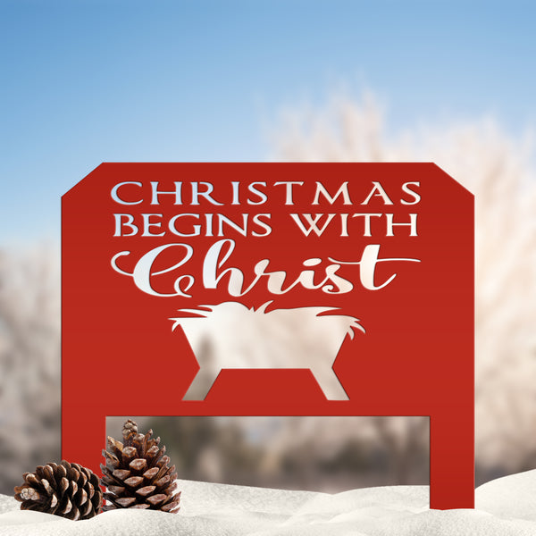 Christmas Begins With Christ Yard Stake Sign Christmas Decor for the Yard-Flower Bed-Front Lawn-Back Lawnn