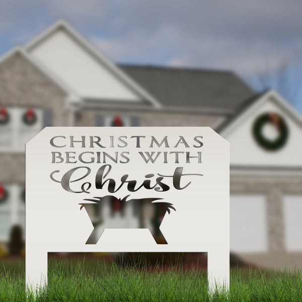 Christmas Begins With Christ Yard Stake Sign Christmas Decor for the Yard-Flower Bed-Front Lawn-Back Lawnn