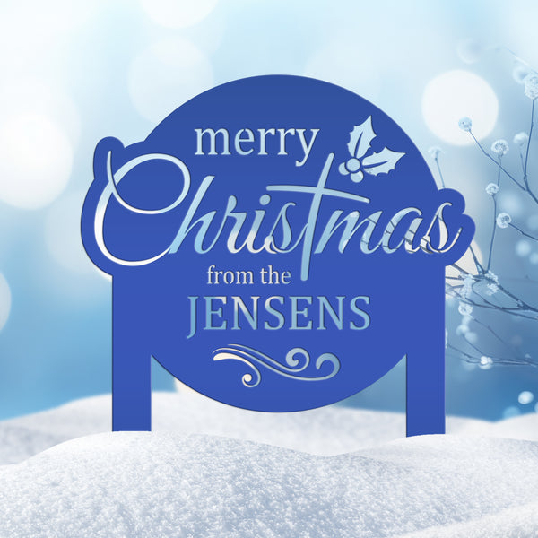 Personalized Merry Christmas Metal Yard Stake - Holiday Decor