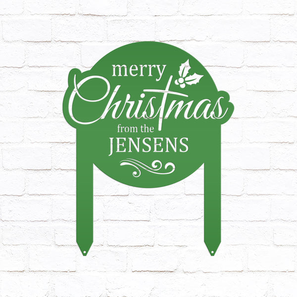 Personalized Merry Christmas Metal Yard Stake - Holiday Decor
