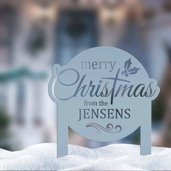 Personalized Merry Christmas Metal Yard Stake - Holiday Decor