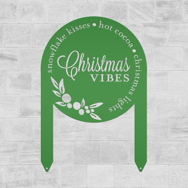 Metal Christmas Vibes Yard Stake - Holiday Decor