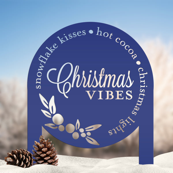 Metal Christmas Vibes Yard Stake - Holiday Decor