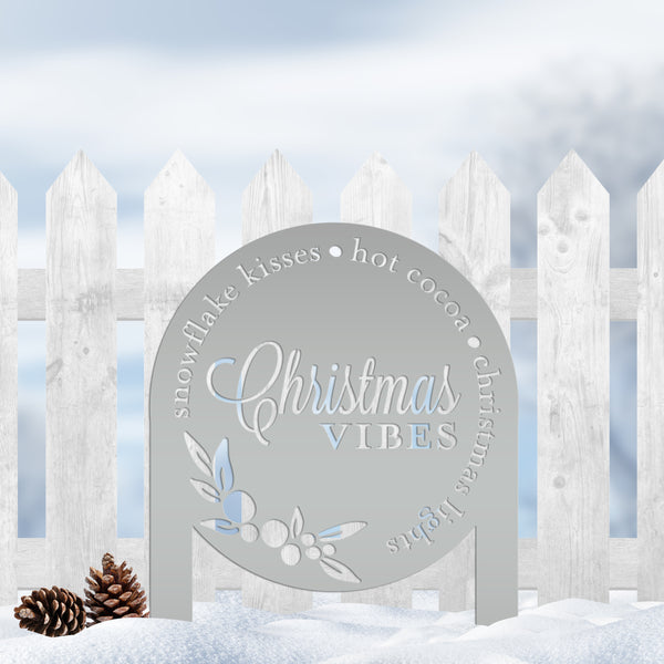 Metal Christmas Vibes Yard Stake - Holiday Decor